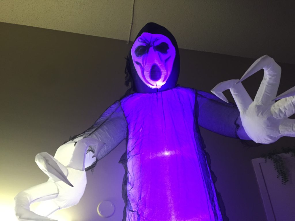 Halloween is a big event in churchill, and the decorations are already going up. This giant purple zombie haunts the lobby of the seaport hotel. 